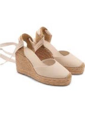 Mango Neutral Espadrille Wedge Ankle-Tie Sandals